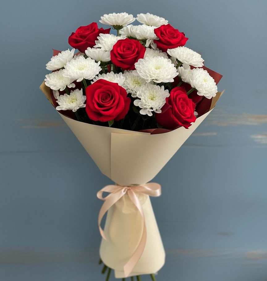 Букет цветов из: Розы и Хризантемы в городе Грязи