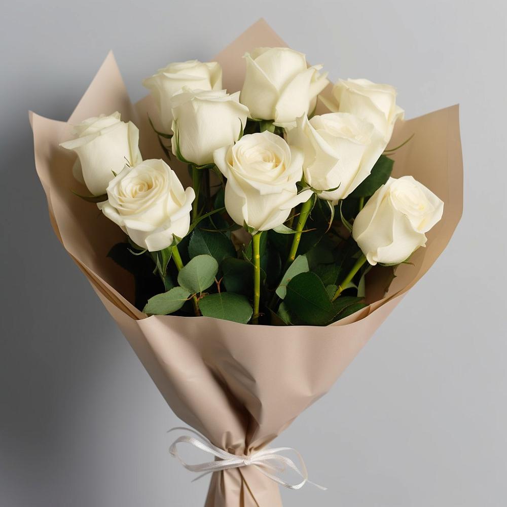 Букет 9 Белых роз Эдлесс Лав в городе Грязи