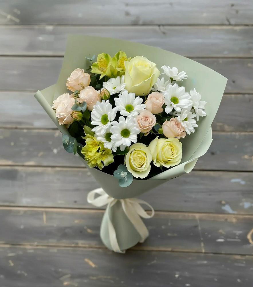 Букет цветов из: Альстромерии, Розы и Хризантемы в городе Грязи