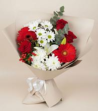 Букет цветов из:  Розы, Хризантемы, Герберы и Лилии в городе Грязи