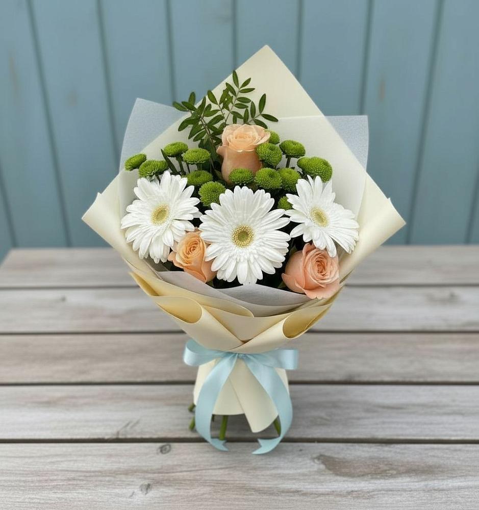 Букет цветов из: Герберы, Розы и Хризантемы в городе Грязи
