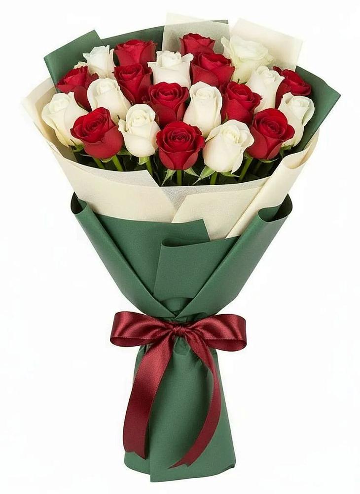 Букет Микс из красных и белых роз в городе Грязи