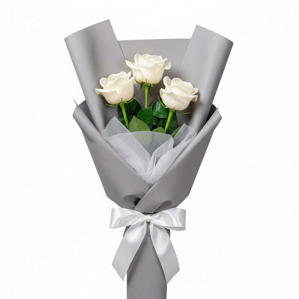 Букет 3 белые розы в городе Грязи