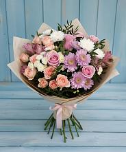 Букет цветов из:  Хризантемы, Розы и Альстромерии в городе Грязи