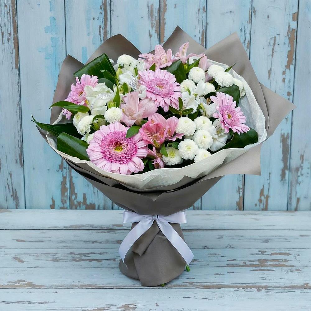 Букет цветов из: Герберы, Альстромерии и Хризантемы в городе Грязи