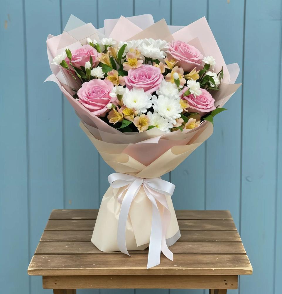 Букет цветов из: Гвоздики, Орхидеи и Розы в городе Грязи