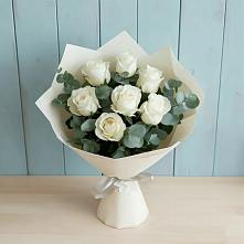 Букет Белые розы в Эвкалипте в городе Грязи