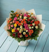 Букет Микс из разноцветных кустовых роз в городе Грязи