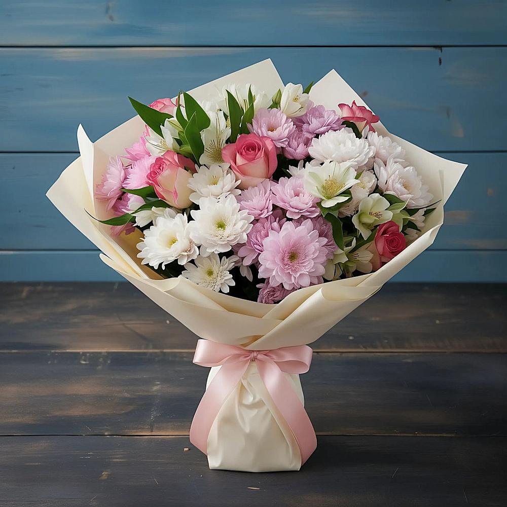 Букет цветов из: Хризантемы, Альстромерии и Розы в городе Грязи